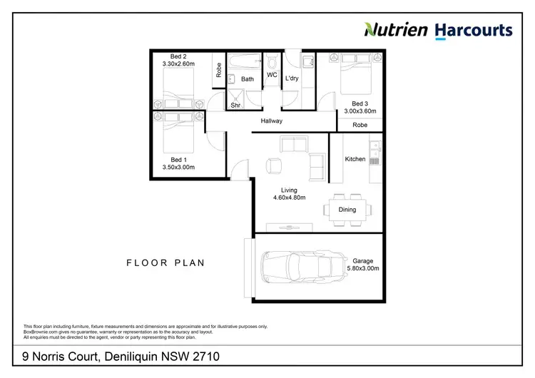 Floorplan of Homely house listing, 9 Norris Court, Deniliquin NSW 2710