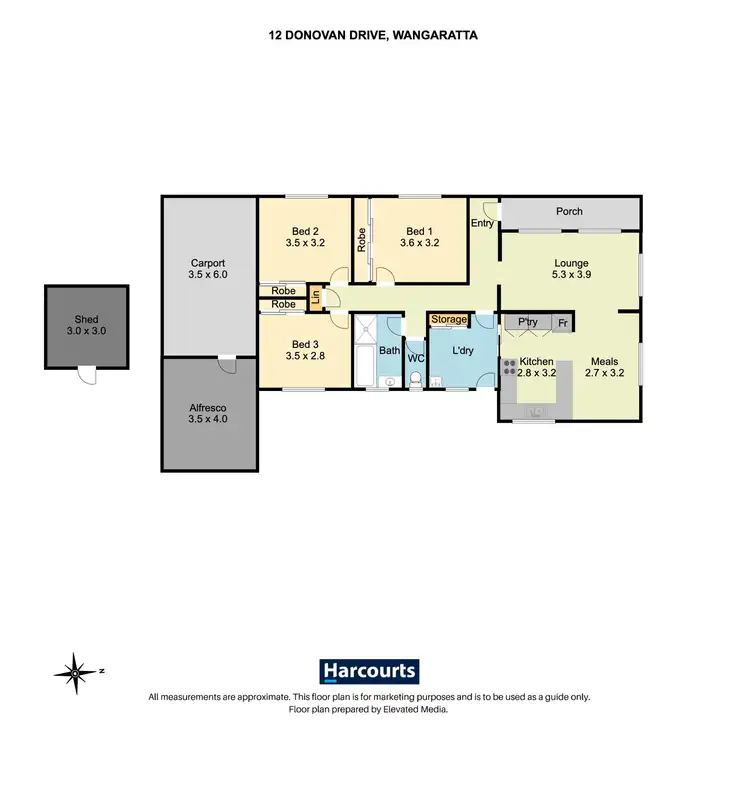 Floorplan of Homely house listing, 12 Donovan Drive, Wangaratta VIC 3677