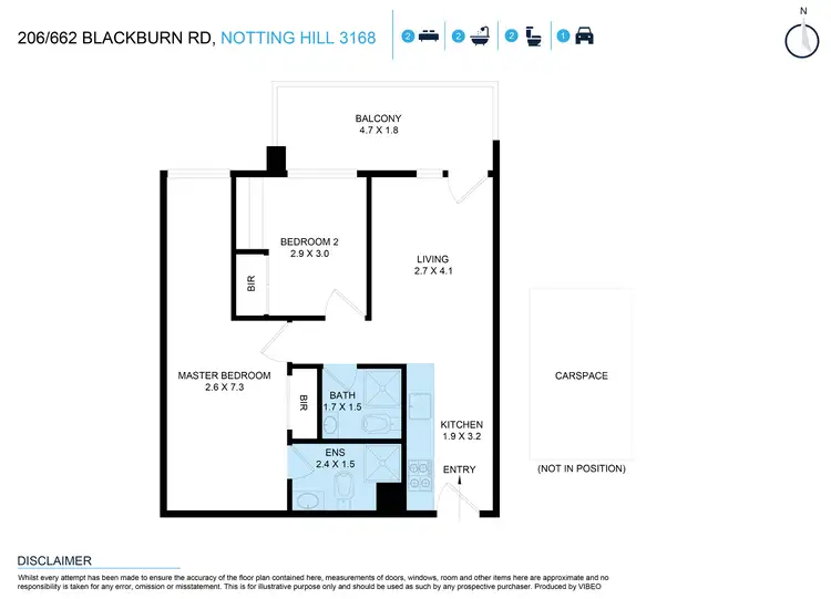 Floorplan of Homely apartment listing, D206/662 Blackburn Road, Notting Hill VIC 3168