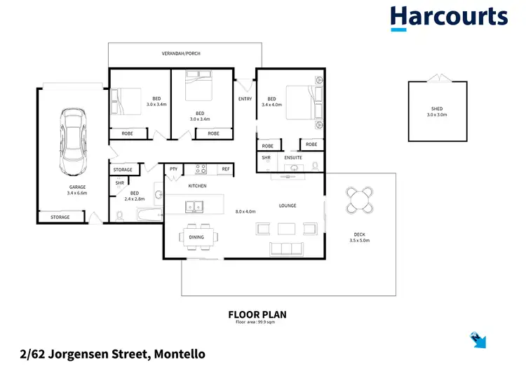 Floorplan of Homely unit listing, 2/62 Jorgensen Street, Montello TAS 7320