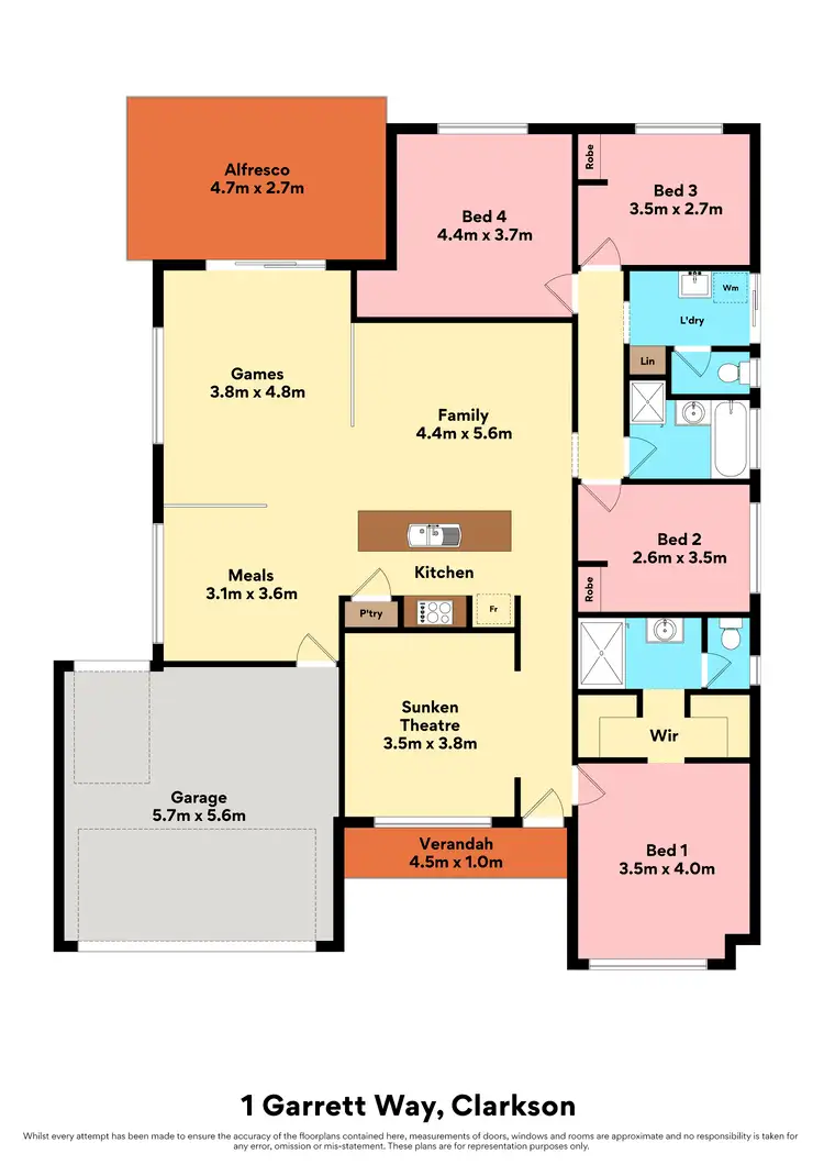 Floorplan of Homely house listing, 1 Garrett Way, Clarkson WA 6030