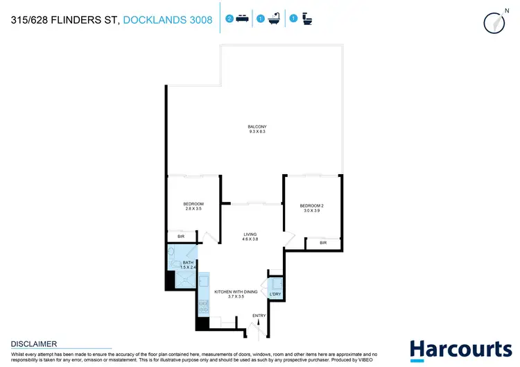 Floorplan of Homely apartment listing, 315/628 Flinders Street, Docklands VIC 3008