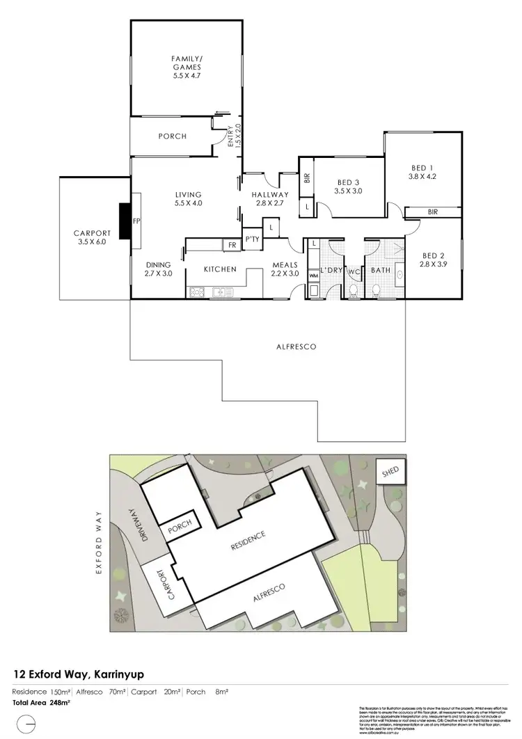 Floorplan of Homely house listing, 12 Exford Way, Karrinyup WA 6018