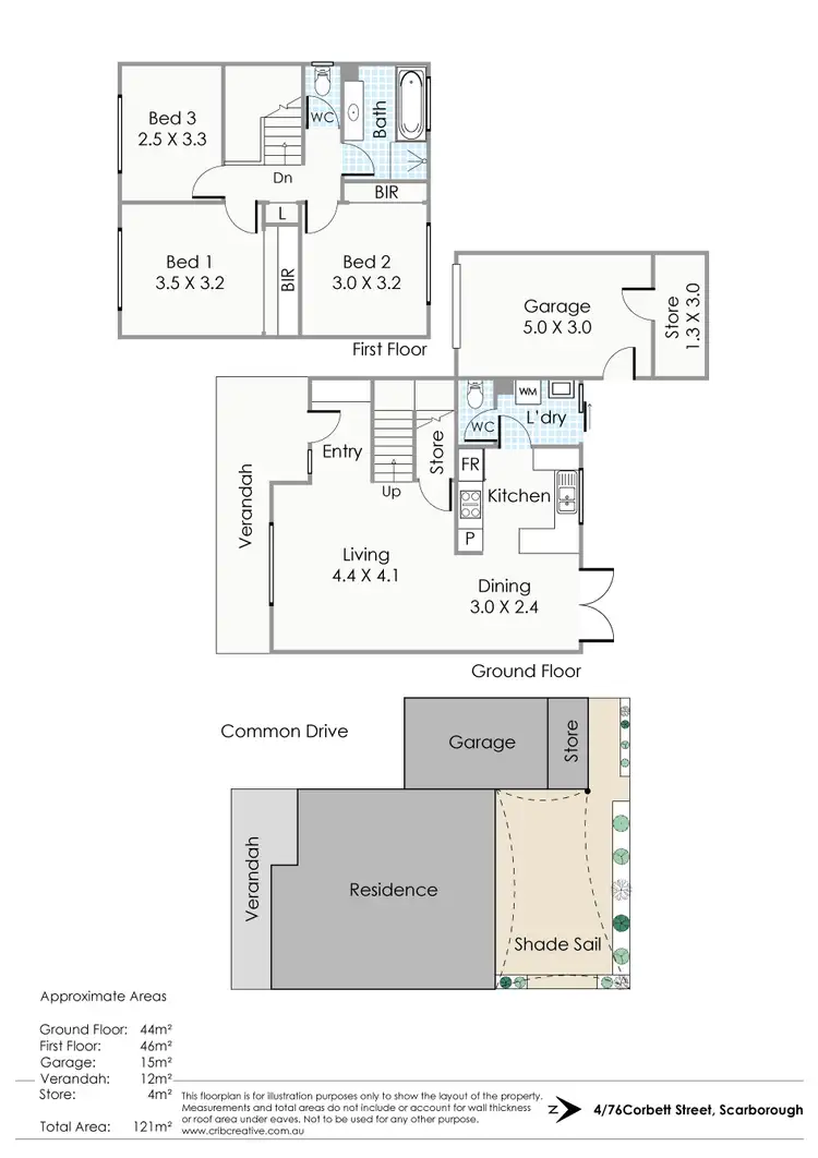 Floorplan of Homely townhouse listing, 4/76 Corbett Street, Scarborough WA 6019