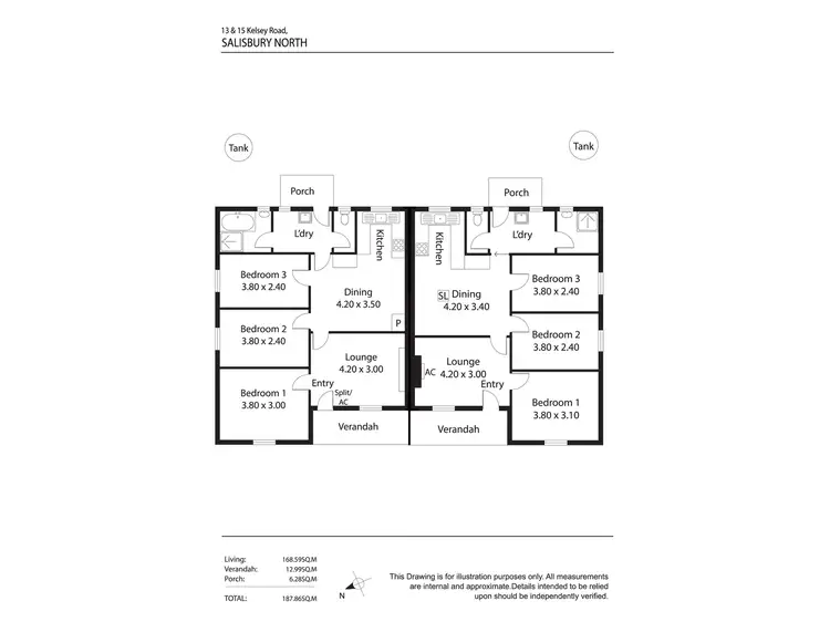 Floorplan of Homely semi-detached listing, 13 Kelsey Road, Salisbury North SA 5108