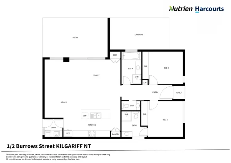 Floorplan of Homely unit listing, 1/2 Burrows Street, Kilgariff NT 873