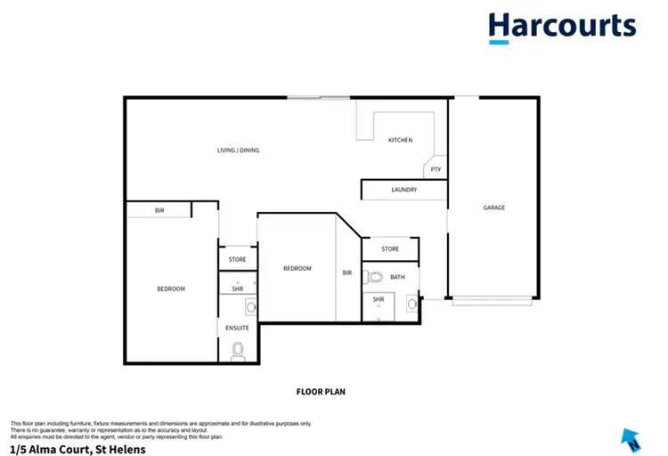 Floorplan of Homely unit listing, 1/5 Alma Court, St Helens TAS 7216