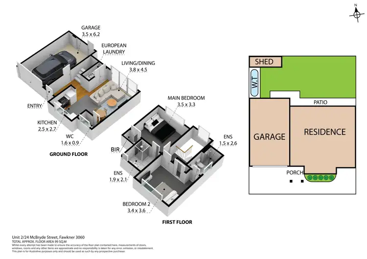 Floorplan of Homely townhouse listing, 2/24 Mcbryde Street, Fawkner VIC 3060