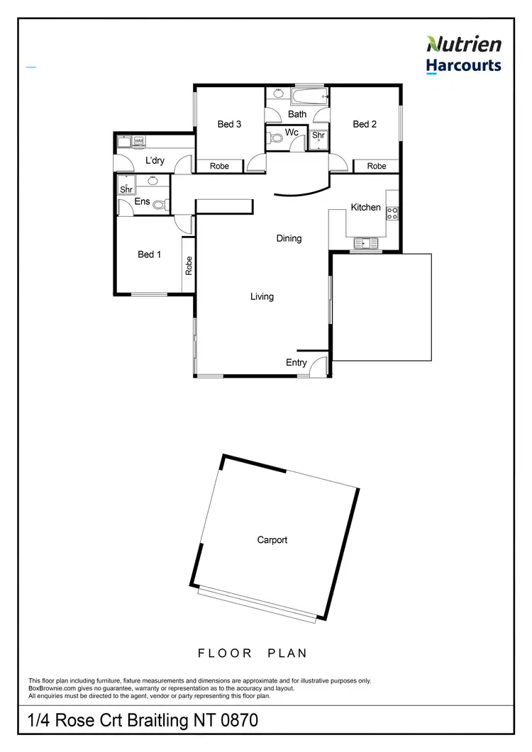 Floorplan of Homely semi-detached listing, 1/4 Rose Court, Braitling NT 870