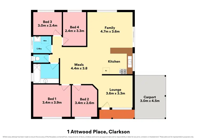 Floorplan of Homely house listing, 1 Attwood Place, Clarkson WA 6030