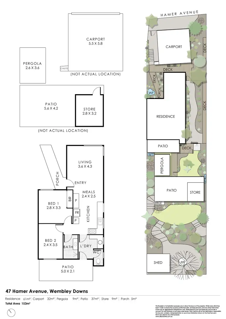 Floorplan of Homely semi-detached listing, 47 Hamer Avenue, Wembley Downs WA 6019