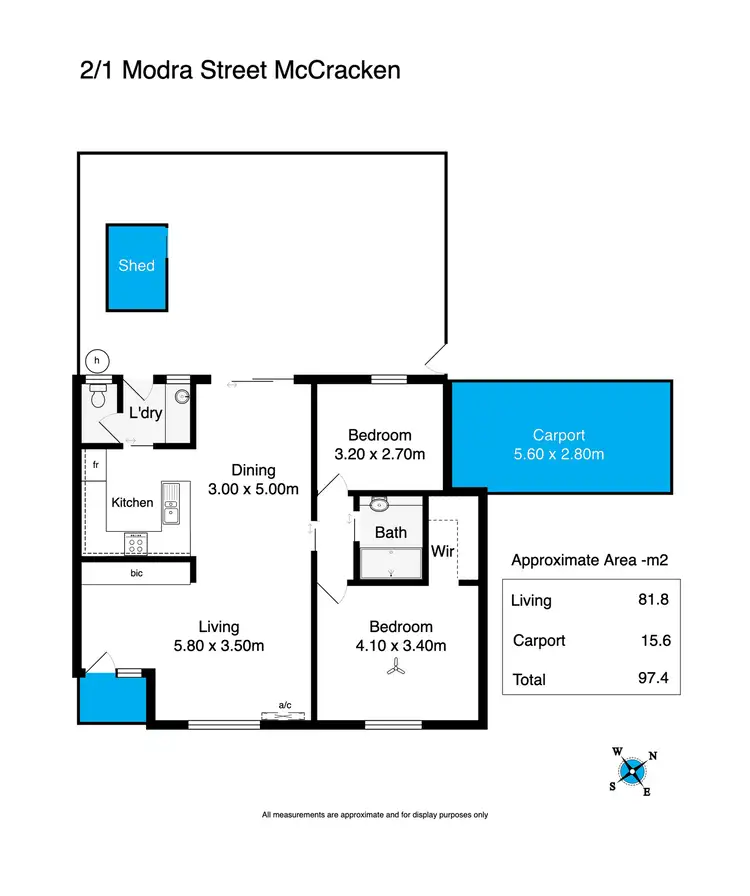 Floorplan of Homely unit listing, 2/1 Modra Street, Mccracken SA 5211