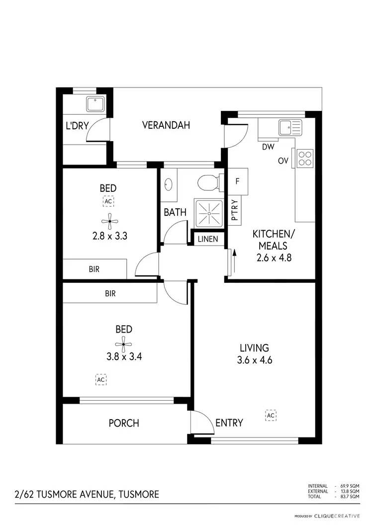Floorplan of Homely unit listing, 2/62 Tusmore Avenue, Tusmore SA 5065