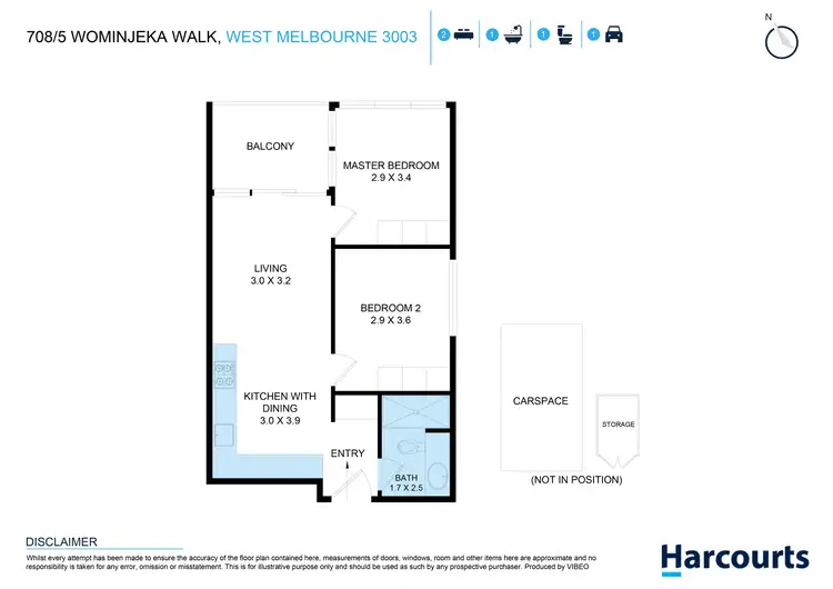 Floorplan of Homely apartment listing, 708/5 Wominjeka Walk, West Melbourne VIC 3003