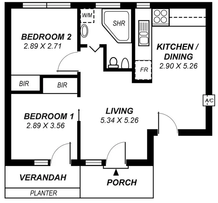 Floorplan of Homely unit listing, 2/6 Hume Street, Adelaide SA 5000