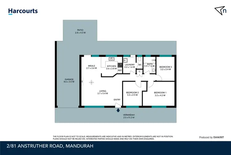 Floorplan of Homely semi-detached listing, 2/81 Anstruther Road, Mandurah WA 6210