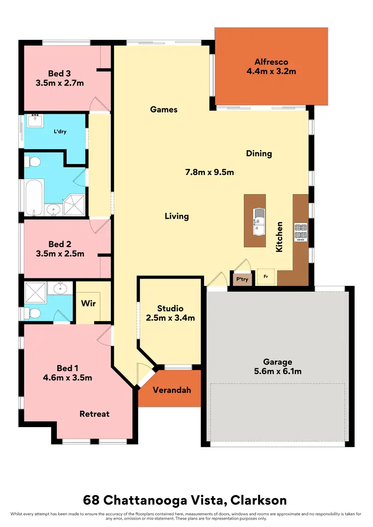 Floorplan of Homely house listing, 68 Chattanooga Vista, Clarkson WA 6030