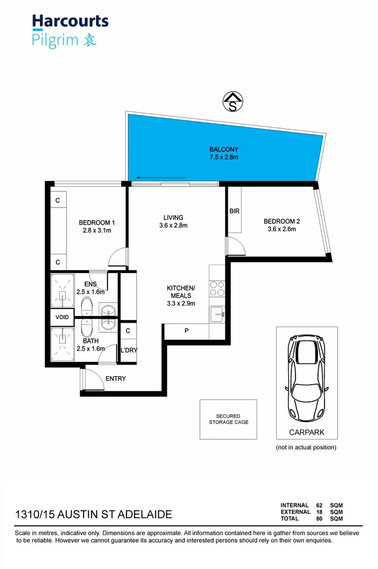 Floorplan of Homely apartment listing, 1310/15 AUSTIN STREET, Adelaide SA 5000