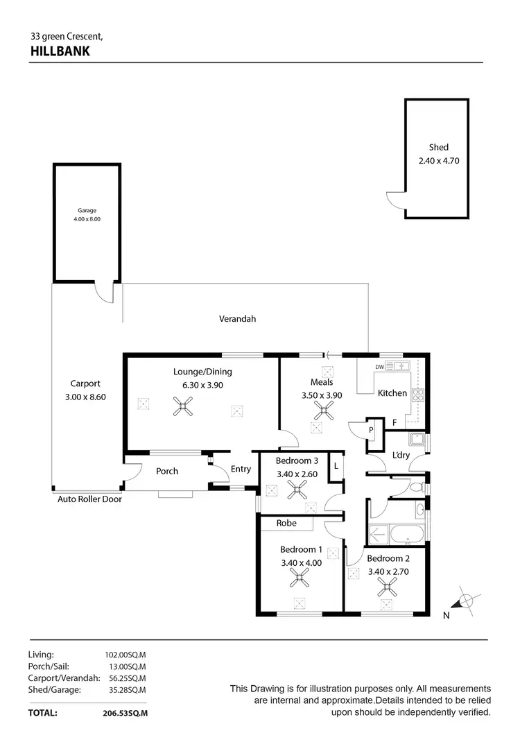 Floorplan of Homely house listing, 33 Green Crescent, Hillbank SA 5112