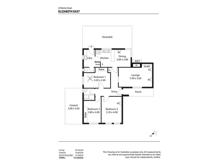 Floorplan of Homely house listing, 6 Fletcher Road, Elizabeth East SA 5112
