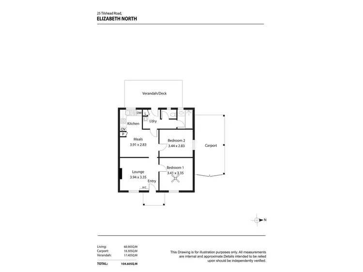 Floorplan of Homely semi-detached listing, 25 Tilshead Road, Elizabeth North SA 5113