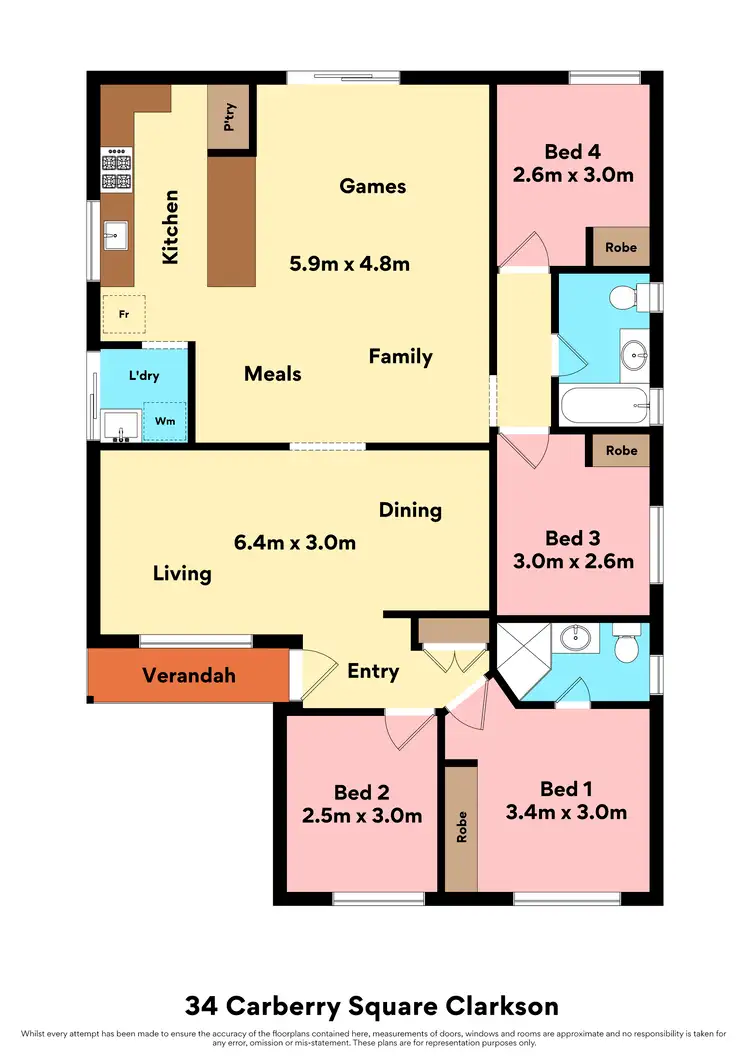 Floorplan of Homely house listing, 34 Carberry Square, Clarkson WA 6030