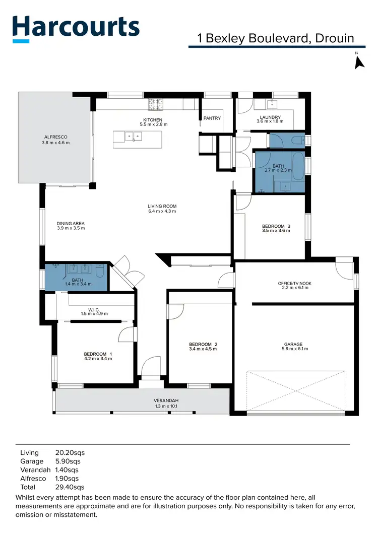 Floorplan of Homely house listing, 1 Bexley Boulevard, Drouin VIC 3818