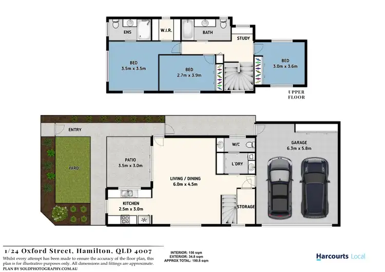 Floorplan of Homely townhouse listing, 1/24 Oxford Street, Hamilton QLD 4007