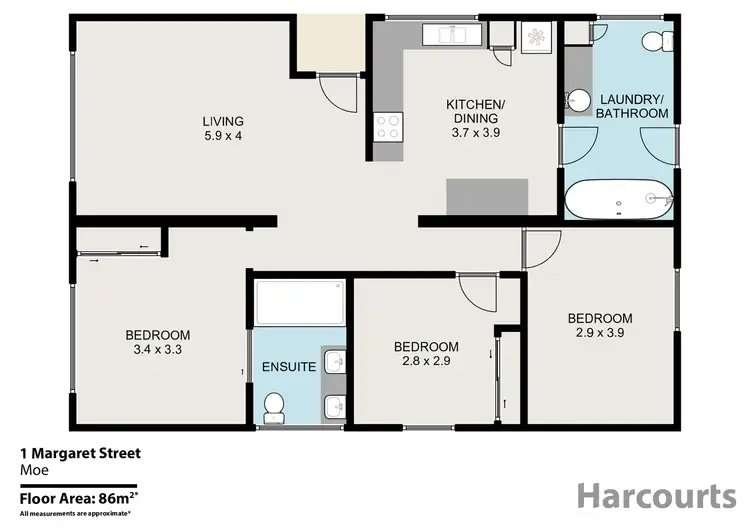 Floorplan of Homely house listing, 1 Margaret Street, Moe VIC 3825
