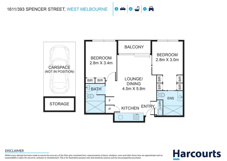 Floorplan of Homely apartment listing, 1611/393 Spencer Street, West Melbourne VIC 3003