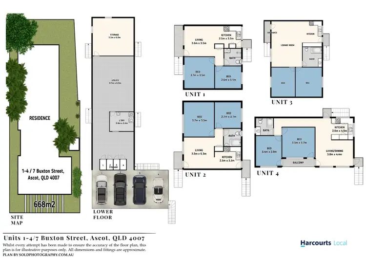 Floorplan of Homely block of units listing, 1-4/7 Buxton Street, Ascot QLD 4007