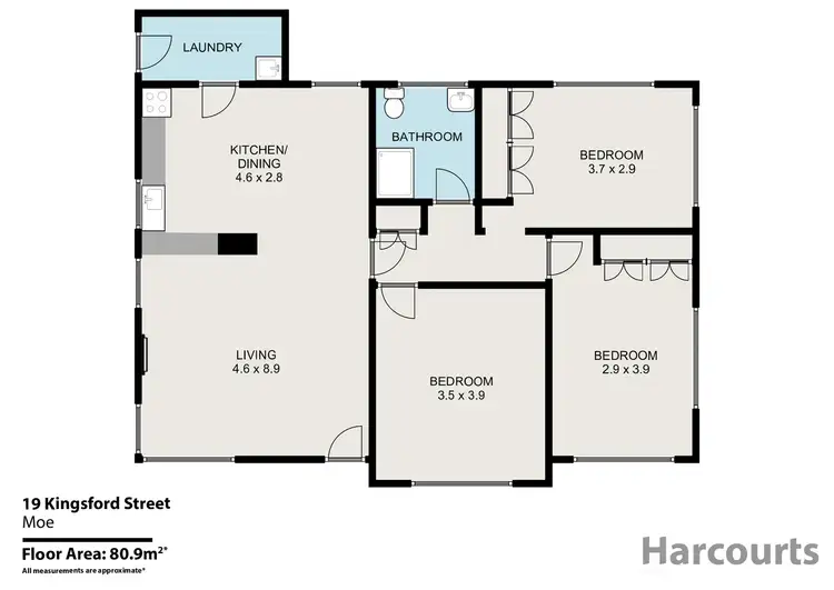 Floorplan of Homely house listing, 19 Kingsford Street, Moe VIC 3825