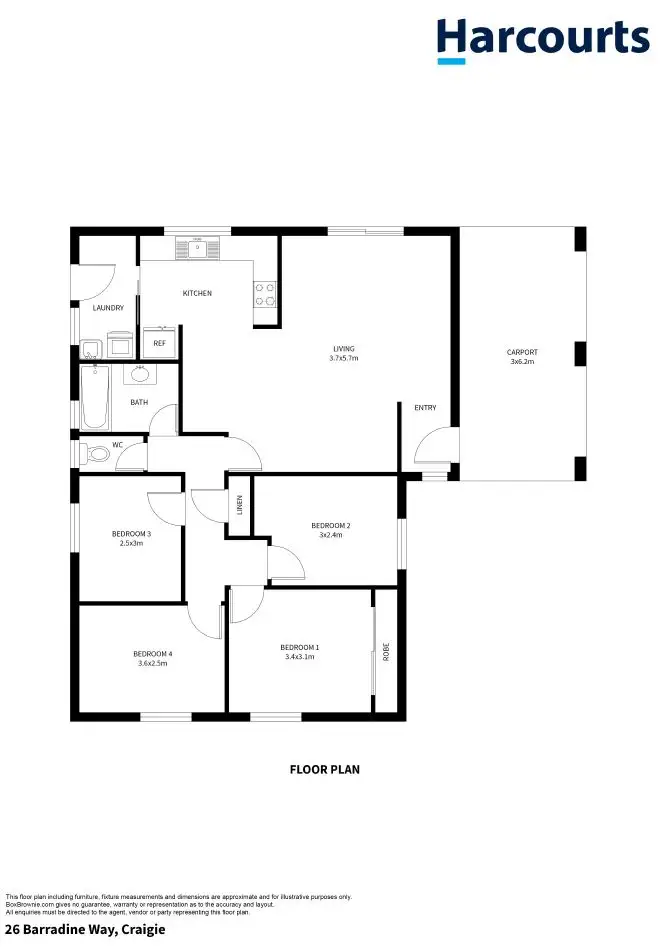 Floorplan of Homely house listing, 26 Barradine Way, Craigie WA 6025