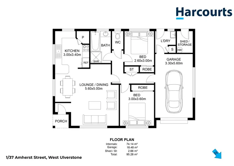 Floorplan of Homely unit listing, 1/37 Amherst Street, West Ulverstone TAS 7315