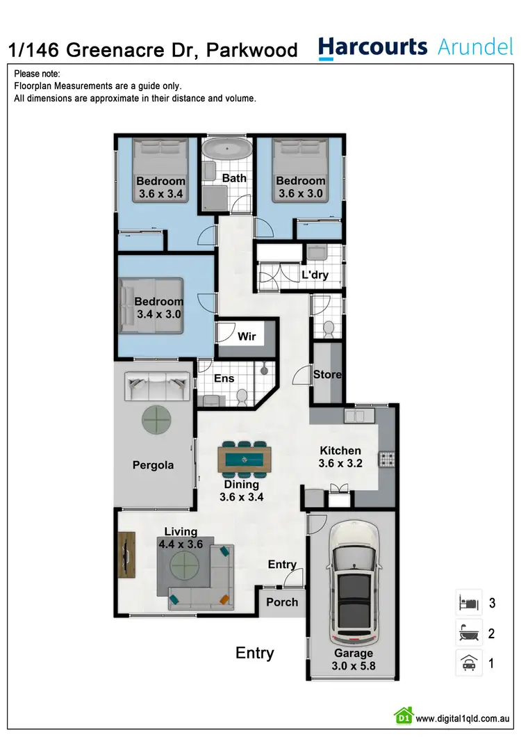 Floorplan of Homely semi-detached listing, 1/146 Greenacre Drive, Parkwood QLD 4214
