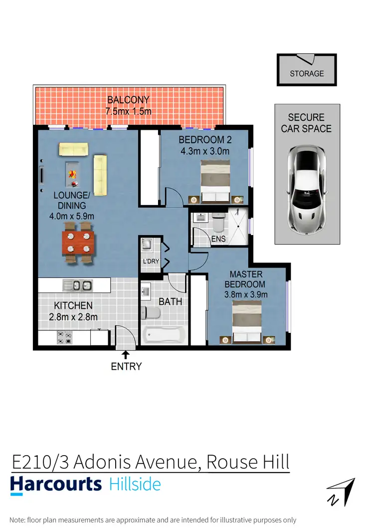 Floorplan of Homely apartment listing, E210/3 Adonis Avenue, Rouse Hill NSW 2155