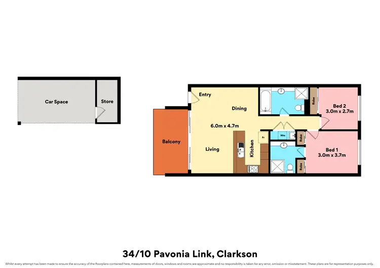 Floorplan of Homely apartment listing, 34/10 Pavonia Link, Clarkson WA 6030