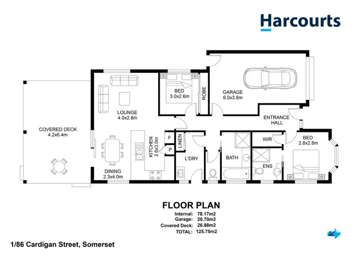Floorplan of Homely unit listing, 1/86 Cardigan Street, Somerset TAS 7322