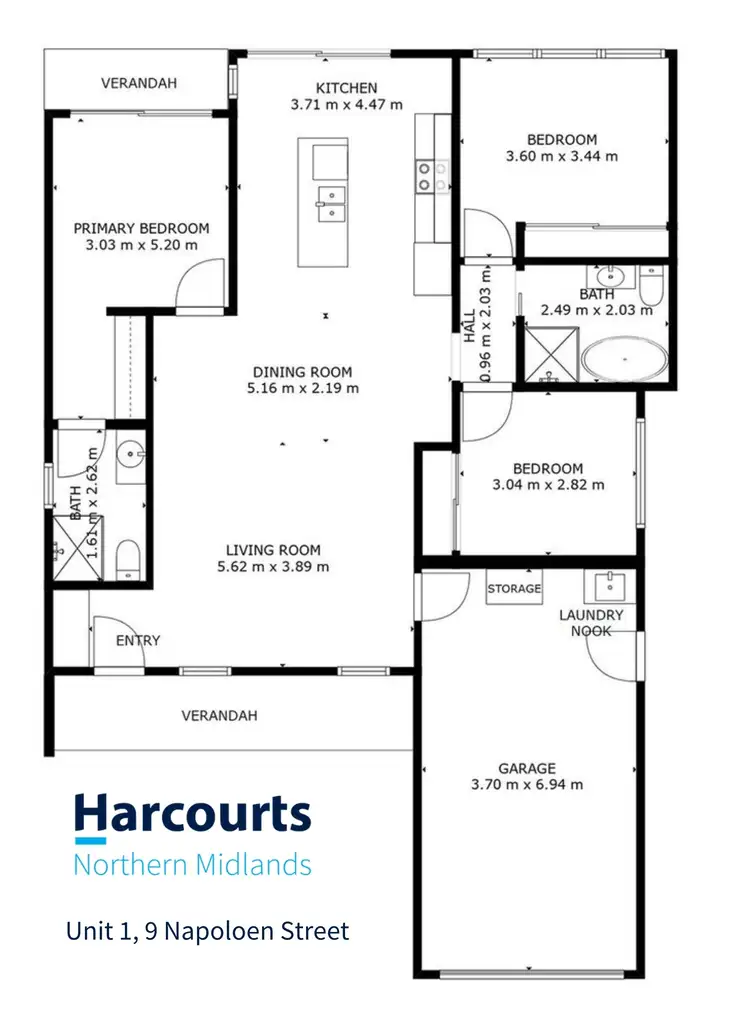 Floorplan of Homely unit listing, 1/9 Napoleon Street, Perth TAS 7300