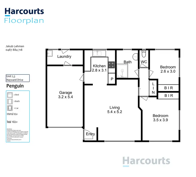 Floorplan of Homely unit listing, 2/3 Hayward Street, Penguin TAS 7316
