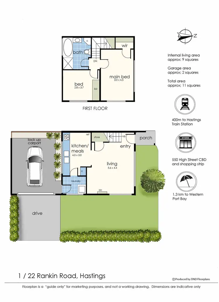 Floorplan of Homely unit listing, 1/22 Rankin Road, Hastings VIC 3915