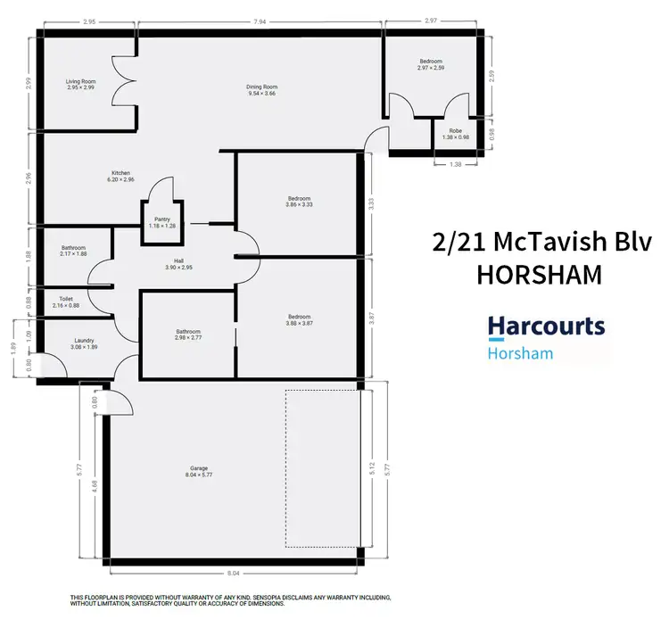 Floorplan of Homely townhouse listing, 2/21 Mctavish Boulevard, Horsham VIC 3400