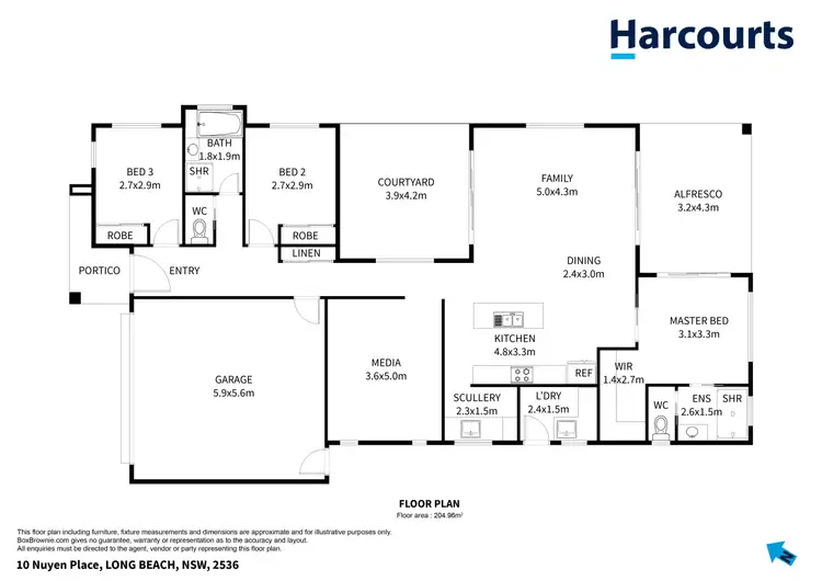 Floorplan of Homely house listing, 10 Nuyen Place, Long Beach NSW 2536