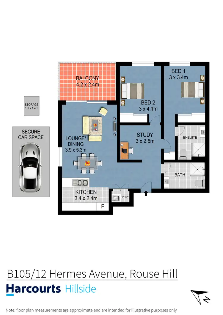 Floorplan of Homely apartment listing, B105/12 Hermes Avenue, Rouse Hill NSW 2155