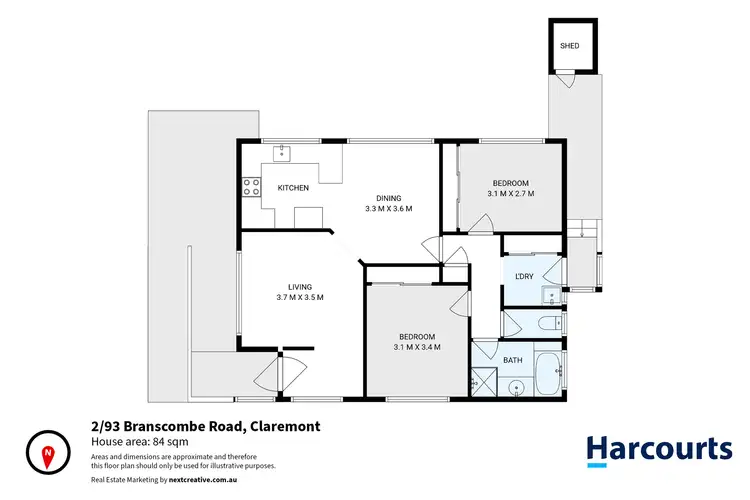 Floorplan of Homely unit listing, 2/93 Branscombe Road, Claremont TAS 7011