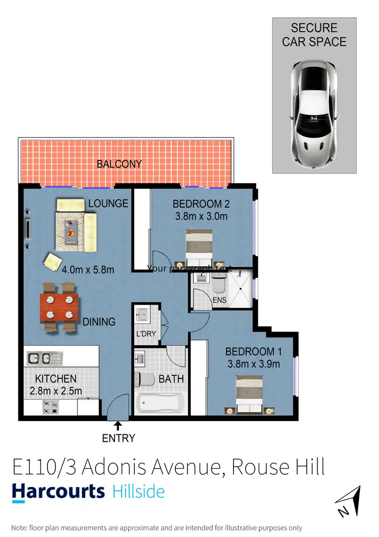 Floorplan of Homely apartment listing, E110/3 Adonis Avenue, Rouse Hill NSW 2155
