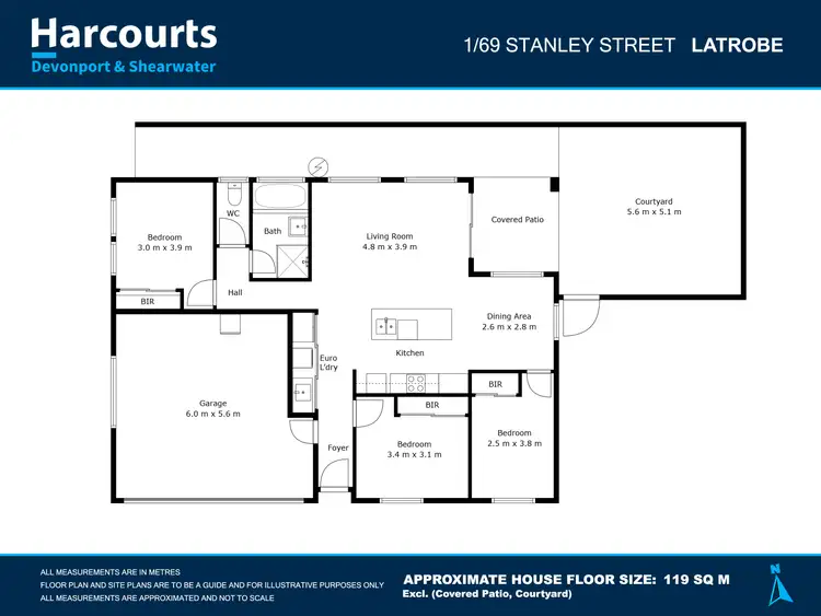 Floorplan of Homely unit listing, 1/69 Stanley Street, Latrobe TAS 7307