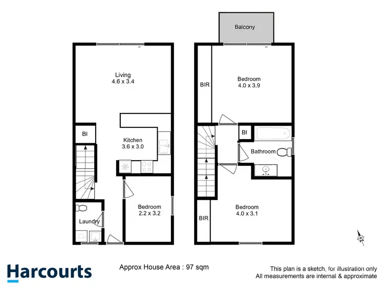 Floorplan of Homely townhouse listing, 3/10 Waterworks Road, Dynnyrne TAS 7005