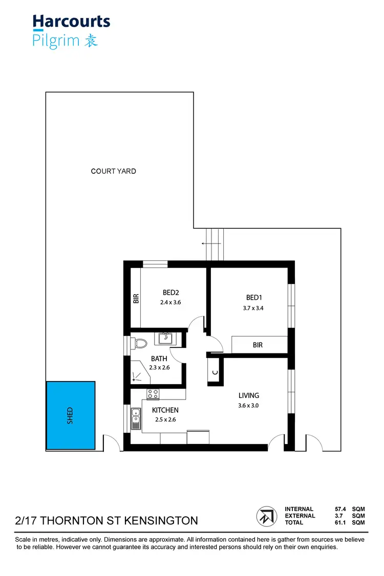 Floorplan of Homely unit listing, 2/17 Thornton Street, Kensington SA 5068