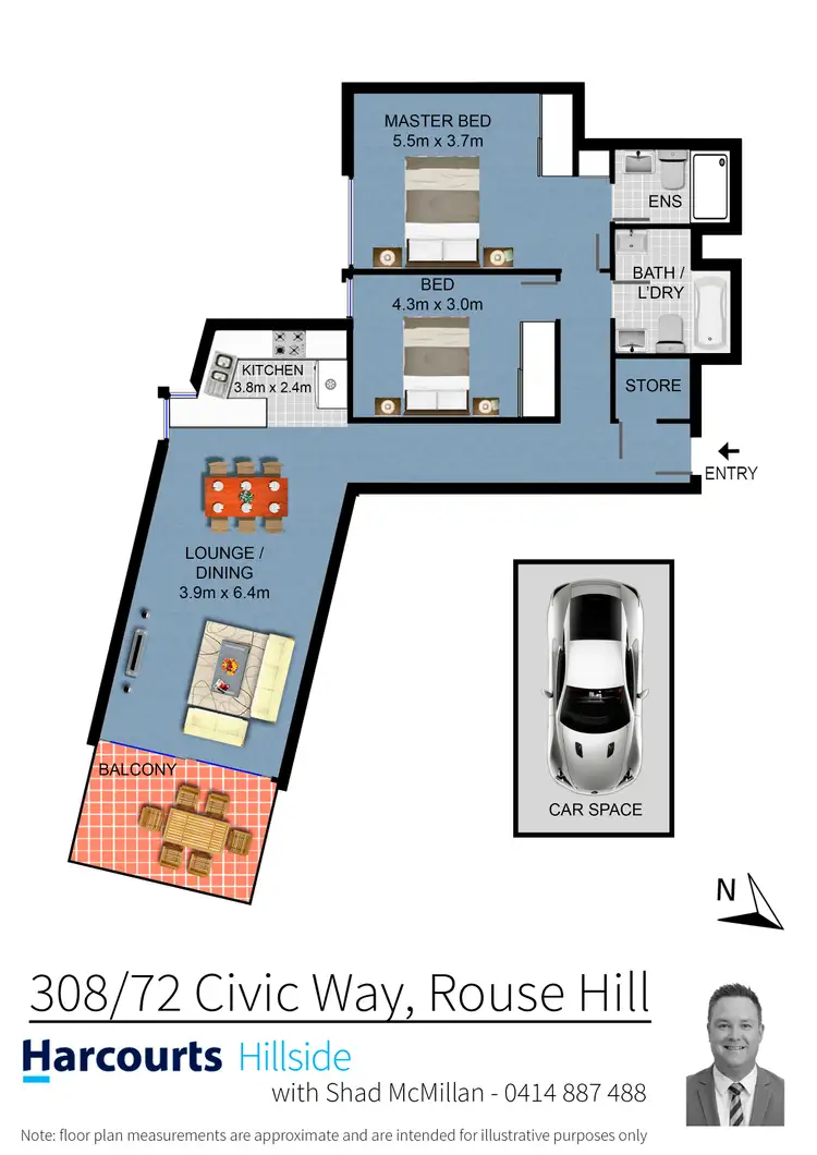 Floorplan of Homely apartment listing, 308/72 Civic Way, Rouse Hill NSW 2155